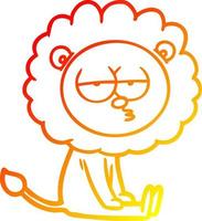 ligne de gradient chaud dessin dessin animé lion ennuyé vecteur
