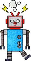 robot cassé de dessin animé de texture grunge rétro vecteur