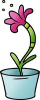 doodle cartoon dégradé d'une plante d'intérieur vecteur