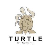 conception de logo de tortue de mer illustration d'icône d'animal marin d'amphibien protégé, identité d'entreprise de marque vectorielle vecteur