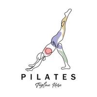 pilates assis pose logo icône symbole un exercice de yoga apaisant qui déplace tout le corps vecteur