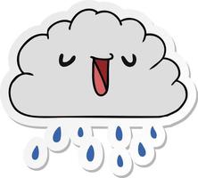 Sticker cartoon kawaii nuage de pluie météo vecteur