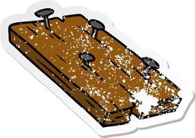 doodle dessin animé autocollant en détresse de clous dans une planche vecteur