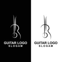 création de logo de guitare, illustration d'icône de vecteur d'instrument de musique