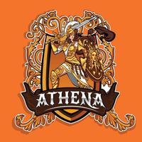 illustration de la conception du logo de la mascotte athena esport vecteur