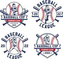 définir le logo des emblèmes de baseball dessinés à la main des équipes et des badges de compétitions vecteur