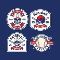 définir le logo des emblèmes de baseball dessinés à la main des équipes et des badges de compétitions vecteur