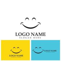 sourire image vectorielle logo et modèle de conception d'illustration de symbole sur fond jaune