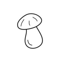 un champignon dodu blanc dans un style doodle en noir. vecteur