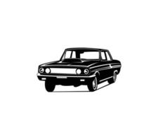 vintage noir blanc isolé vue latérale muscle car illustration graphique vectorielle vecteur