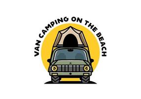 camping sur le toit de la conception d'un insigne d'illustration de voiture vecteur