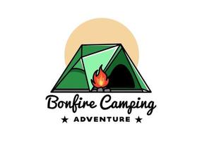 tente de camping triangle et conception d'illustration de feu de joie vecteur