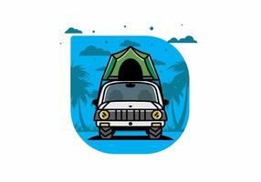 camping sur le toit de la conception d'un insigne d'illustration de voiture vecteur