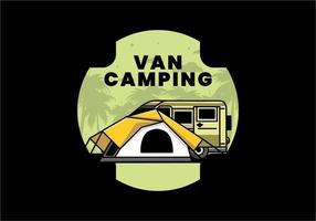 van voiture et conception d'illustration de tente de camping vecteur