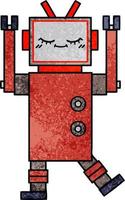 robot de dessin animé de texture grunge rétro vecteur