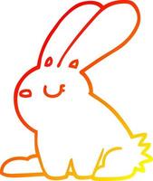 ligne de gradient chaud dessinant un lapin de dessin animé vecteur