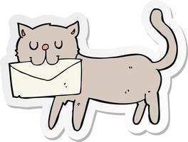 autocollant d'un chat de dessin animé portant une lettre vecteur