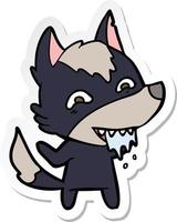 autocollant d'un loup affamé de dessin animé vecteur