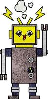 robot de dessin animé de texture grunge rétro vecteur