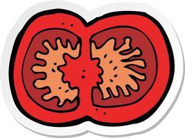 autocollant d'une tomate en tranches de dessin animé vecteur