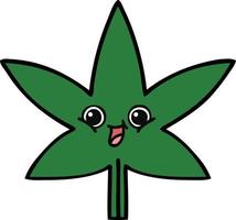 feuille de marijuana dessin animé mignon vecteur