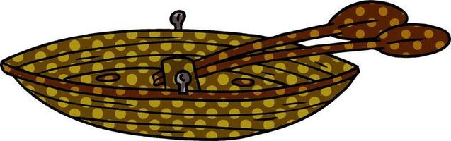 dessin animé doodle d'un bateau en bois vecteur