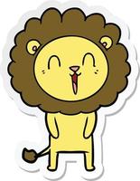 autocollant d'un dessin animé de lion qui rit vecteur