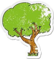 doodle de dessin animé d'autocollant en détresse d'un arbre d'été vecteur