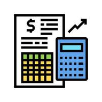 rapport financier calculatrice couleur icône illustration vectorielle vecteur