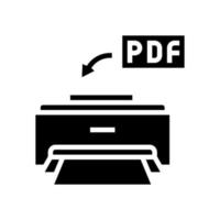 impression d'illustration vectorielle d'icône de glyphe de fichier pdf vecteur