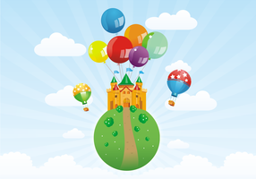 Castle & Balloons Free Vector