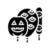 halloween party ballons décoration glyphe icône illustration vectorielle vecteur