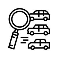 illustration vectorielle de l'icône de la ligne de véhicules de recherche vecteur