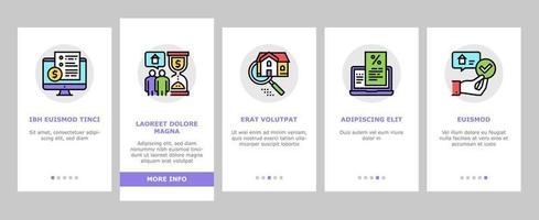 hypothèque immobilier onboarding icons set vector