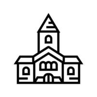 église, bâtiment, ligne, icône, vecteur, illustration vecteur