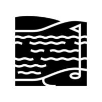 lac et terrain de golf aire de jeux glyphe icône illustration vectorielle vecteur