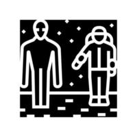 extraterrestre et astronaute glyphe icône illustration vectorielle vecteur