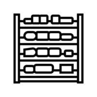 Illustration vectorielle de l'icône de la ligne de production de fromage étagères vecteur