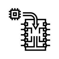 illustration vectorielle de l'icône de la ligne de fabrication de semi-conducteurs d'installation de puce vecteur