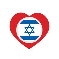 icône vectorielle, coeur rouge avec le drapeau national d'Israël. vecteur