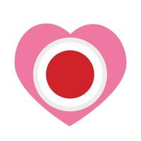 icône vectorielle, coeur rouge avec le drapeau national du japon. vecteur