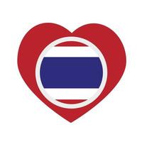 icône vectorielle, coeur rouge avec le drapeau national de la thaïlande. vecteur