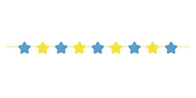 une guirlande d'étoiles jaunes et bleues. fil avec des ornements. un attribut de vacances. vecteur
