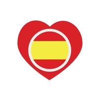 icône vectorielle, coeur rouge avec le drapeau national de l'espagne. vecteur