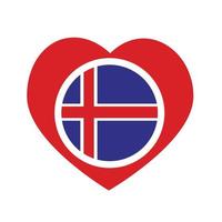 icône vectorielle, coeur rouge avec le drapeau national de l'islande. vecteur