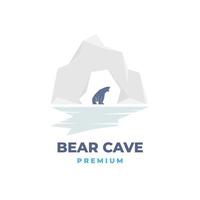 logo d'illustration vectorielle de la grotte de l'ours polaire vecteur