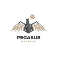 logo d'illustration de portrait de pégase noir avec des ailes élégantes vecteur