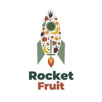 logo illustration de fusée de fruits frais vecteur