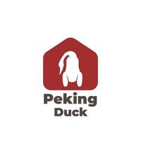 logo d'illustration vectorielle de maison de canard de Pékin rouge vecteur