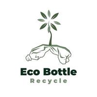 logo d'illustration de bouteille de recyclage écologique vecteur